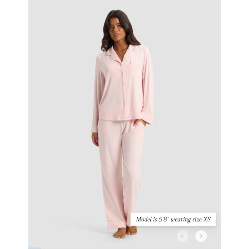 Cozy Earth Women's SZ L Bamboo Stretch-Knit Long Sleeve Pajama Set In Blossom